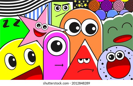 Colorful cute vector characters, vector wallpapers, vector background, vector EPS 10