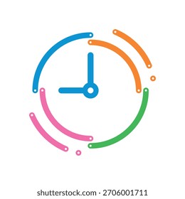Conceito de relógio de parede colorido e bonito. Interface de relógio de parede colorida
