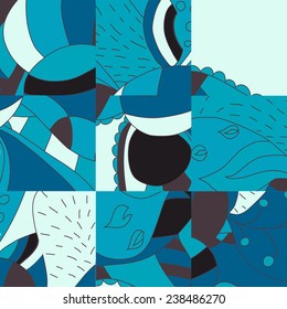 Colorful cuted into pieces doodle background. Abstract vector hand draw eps10 illustration