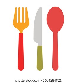 Colorful Cutlery Set Illustration for Restaurant or Catering Design