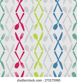 Colorful cutlery vector seamless background