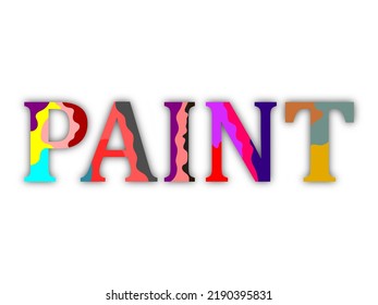 Colorful cutout effect using multiple colors on the text "PAINT"