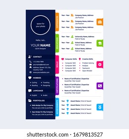 colorful cv design template with solid icons