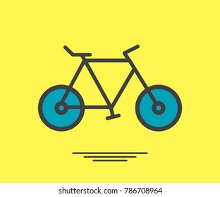 Colorful cycle on yellow background. Flat style. Vector illustration. Icon.