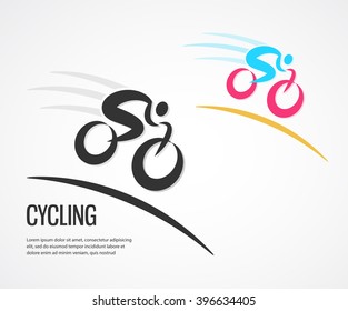Colorful cycling and bicycles icons. vector illustration