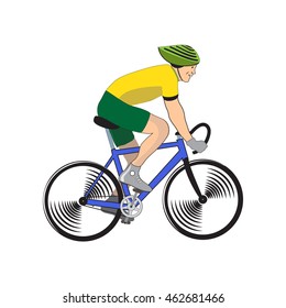 Colorful cyclist isolated on white background. 
Vector illustration.