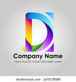 Colorful D Letter, Creative Design vector Font of twisted Ribbon for Title, Header, Lettering, Logo. Funny Entertainment Active Technology areas Typeface