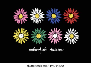 colorful daisies vector art design