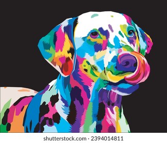 colorful dalmatian isolated on black background