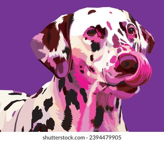 colorful dalmatian isolated on black background. vector illustration.