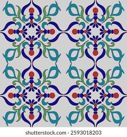 Colorful damask geometric seamless pattern Trible ornament. Boho ethnic pattern. Turkish tiles, Mexican pottery, wallpaper, fabric edge, and home decor.