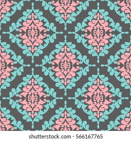 colorful damask pattern,fabricDesign element for wallpapers, web site background, baby shower invitation, birthday card, scrapbooking, fabric print etc. Vector illustration.