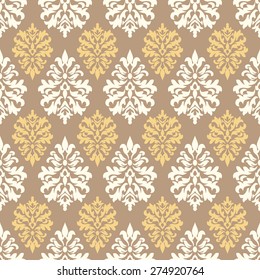 Colorful damask wallpaper. Vintage pattern. Seamless vector background.