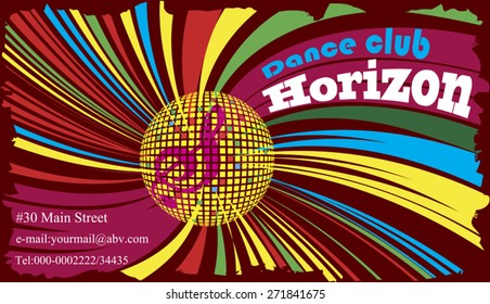 Colorful dance club business card