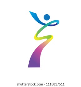 colorful dancing abstract person, logo element