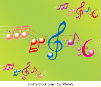 Colorful and dancing music notes.