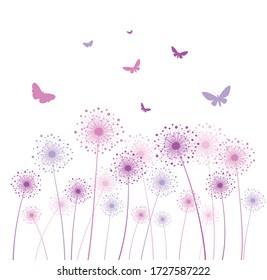 Colorful dandelion background. Vector illustration