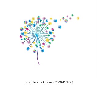 colorful dandelion flower illustration . vector hand drawing art