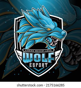 Colorful dangerous scary ferocious wolf head