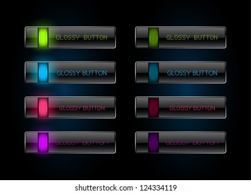 Colorful dark glowing web buttons collection