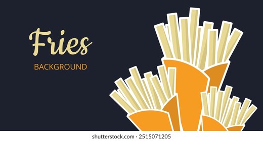 Colorful dark vector fries background.