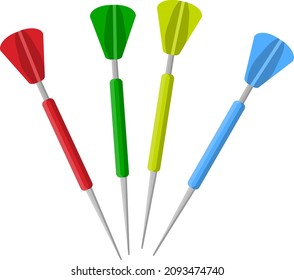Flechas de dardos coloridas, ilustración, vector sobre un fondo blanco.