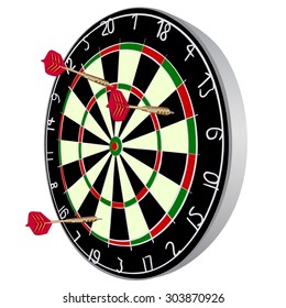 Colorful dartboard with 3 darts