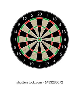 Colorful Dartboard - Textured Vector Illustration - Isolated On White Background