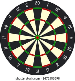 Colorful Dartboard - Textured Vector Illustration - Isolated On Transparent Background