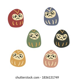 Colorful Daruma Doll Illustration, Vector EPS 10.
