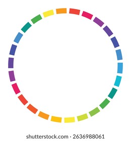 Colorful Dashed Circle Border on White Background for Creative Design, Presentation Templates, and Modern Artistic Projects