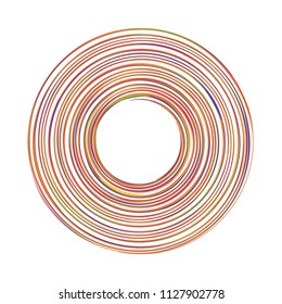 Colorful dashed random concentric circles abstract background. Vector illustration