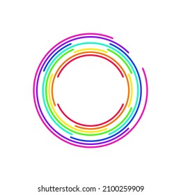 Colorful dashed random concentric circles. Isolated on white background. Vector illustration, eps 10.