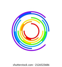 Coloridos círculos concéntricos al azar. Aislado sobre fondo blanco. Ilustración vectorial, eps 10.
