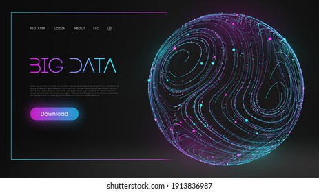 Colorful data. Blue futuristic background. Abstract sphere energy field. Blue sphere shield on dark background EPS 10.