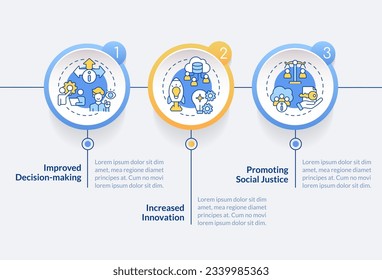 Colorful data democratization vector infographics template, data visualization with 3 steps, process timeline chart.