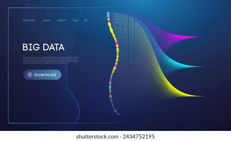 Colorful Data Stream Visualization on Blue Background for Big Data Concept