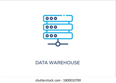 Colorful data warehouse stroke  icon in vector. Logotype