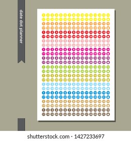 colorful date dot planner sticker