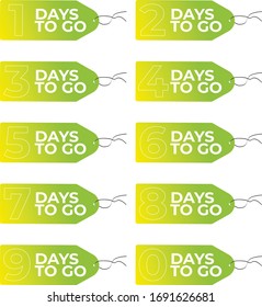 Colorful Days To Go Designs on White Background 