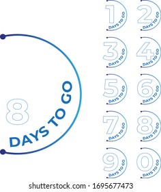 Colorful Days To Go Designs on White Background 
