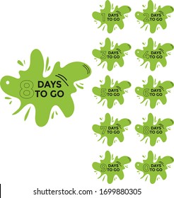 Colorful Days To Go Designs on White Background 