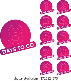 Colorful Days To Go Designs on White Background 