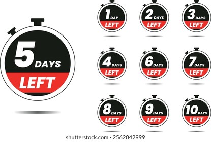 Colorful Days left countdown template set from one to ten