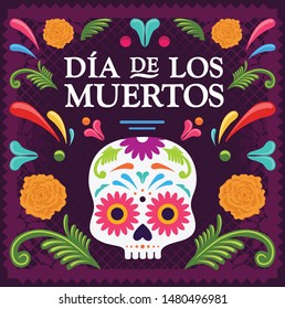 Colorful "Día de los Muertos" (Day Of The Dead in Spanish) - Copy Space Composition