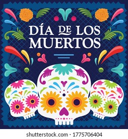 Colorful "Día de los Muertos" (Day Of The Dead in Spanish) - Copy Space Composition
