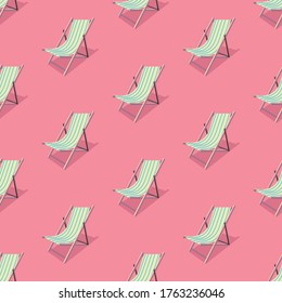 Colorful Deck Chair Seamless Vector Pattern