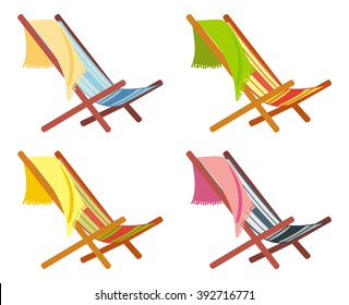 Colorful deckchairs on a white background