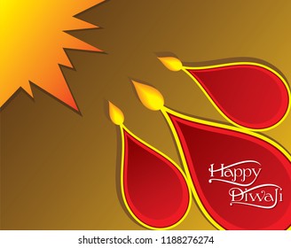 colorful decorated diya for Happy Diwali festival poster design
