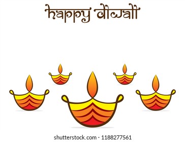 colorful decorated diya for Happy Diwali festival of India poster design